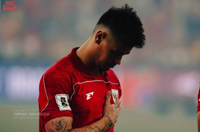 Pemain timnas Indonesia, Mees Hilgers, saat pertandingan melawan Australia, Kamis (20/3/2025).