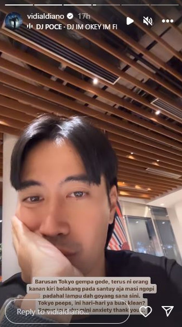 Vidi Aldiano ceritakan dirinya yang ikut rasakan gempa saat liburan di Jepang.