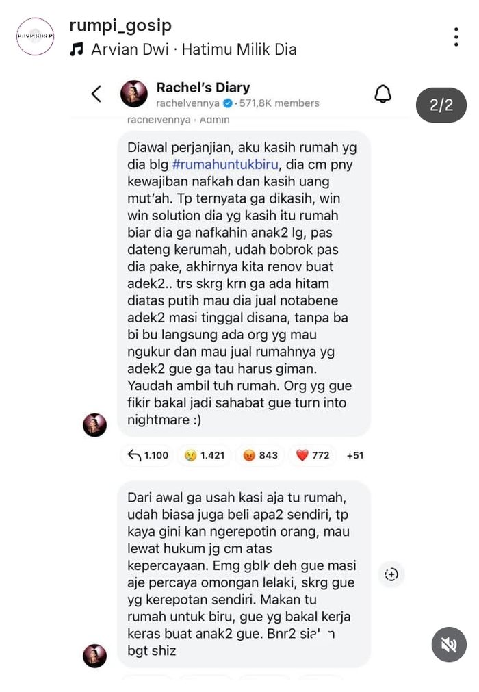 Rachel Vennya kecam aksi Okin yang mau jual rumah anaknya