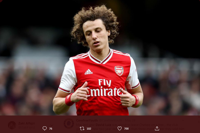 Pemain bertahan Arsenal, David Luiz, membuat catatan menawan di Liga Inggris meskipun timnya cuma bermain imbang 1-1 melawan Southampton.