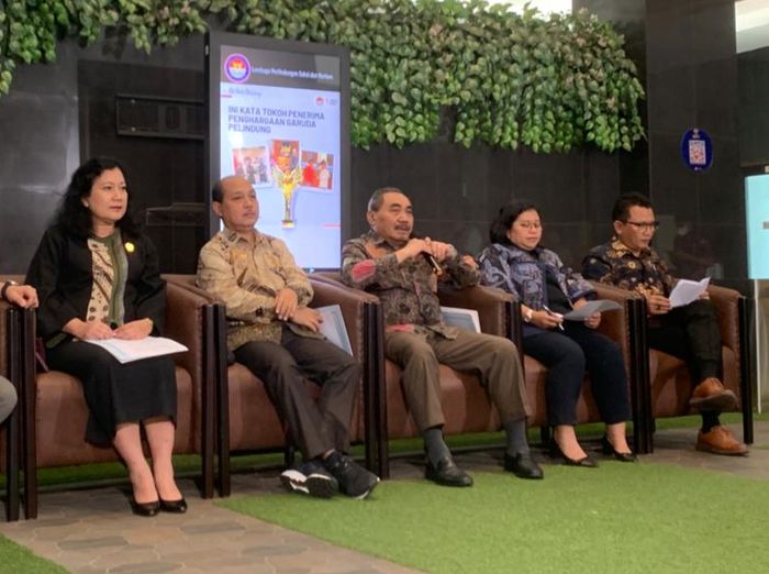 Konferensi pers yang dilakukan oleh Lembaga Perlindungan Saksi dan Korban (LPSK) di Kantor LPSK, di kawasan Ciracas, Jakarta Timur, Jumat (17/2/2023).