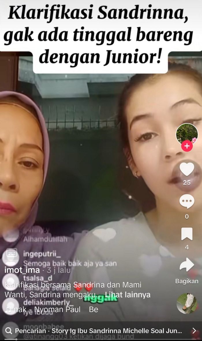 Telah berdamai, Sandrinna Michelle minta maaf kepada sang ibu, Purwanti Skornicki.