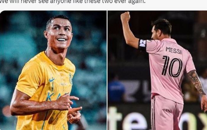 Cristiano Ronaldo (kiri) dan Lionel Messi.