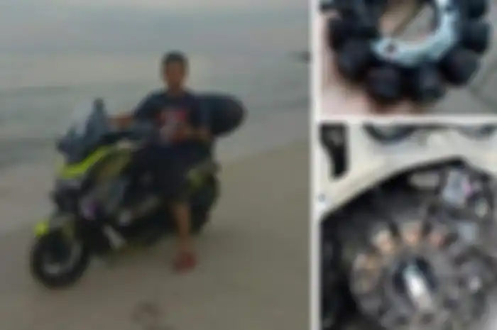 Habis main di pantai, spul Yamaha NMAX jebol