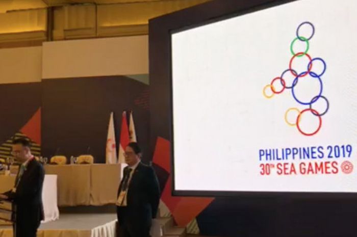 Presentasi logo SEA Games 2019 yang akan digelar di Filipina tahun 2019 nanti, Senin (20/8/2018).