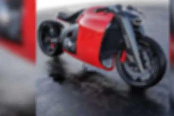 Motor lisrik Ducati konsep, hasil karya imajinatif desainer Citroen Romain Gauvin, mirip motor Batman. 