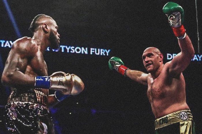 Momen ketika Tyson Fury melakukan aksi provokasi saat bertanding melawan Deontay Wilder di laga tinj