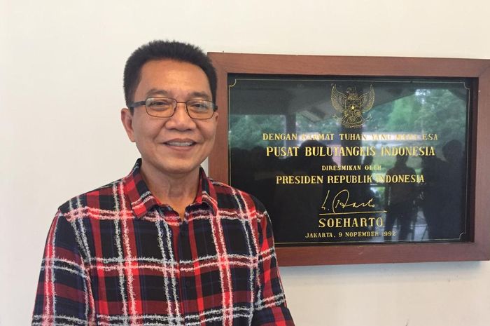 Sekertaris Jendral PBSI, Achmad Budiharto setelah menyambut Menpora di Pelatnas PBSI, Kamis (6/2/2020).