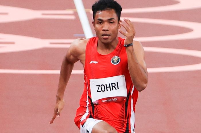 Sprinter Indonesia, Lalu Muhammad Zohri, meraih medali perunggu dalam debutnya di 200 meter putra SEA Games 2023 Kamboja, Senin (8/5/2023)