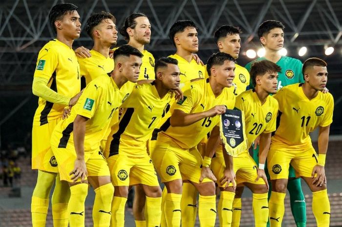 Skuad Timnas Malaysia saat menjalani pertandingan persahabatan melawan Tanjung Verde.