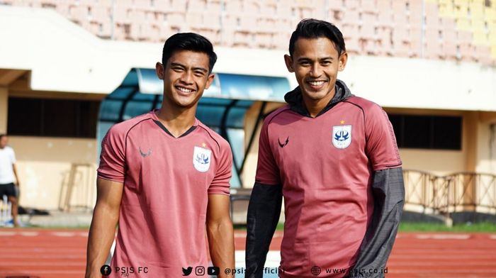 Pemain PSIS Semarang, Pratama Arhan dan Hari Nur Yulianto.