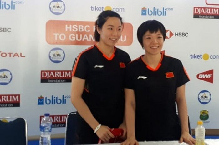 Pasangan ganda putri China, Chen Qingchen/Jia Yifan, setelah memastikan memastikan diri ke b