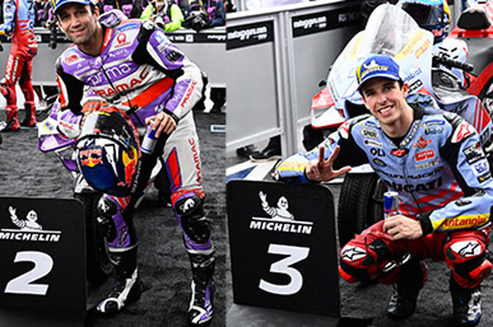 Johann Zarco (kiri) dan Alex Marquez (kanan) raih podium 2 dan 3 MotoGP Argentina 2023 adalah 2 dari 8 pembalap MotoGP musim ini yang belum menang di kelas premier MotoGP