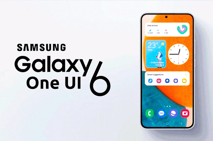 Ilustrasi sistem operasi One UI 6.0 dan Andorid 15 di hp Samsung Galaxy.