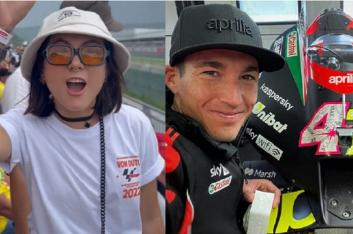 Aleix Espargaro (pembalap MotoGP) dan Artis Poppy Sovia senang karena jaringan komunikasi di Sirkuit Mandalika lancar jaya.