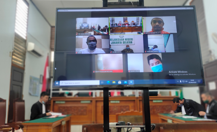 Sidang virtual Dwi Sasono di Pengadilan Negeri Jakarta Selatan, Senin (7/9/2020).