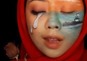 Viral! Wanita Ini Melukis Wajahnya Tentang Peristiwa yang Terjadi di Indonesia Kurun Waktu 2021