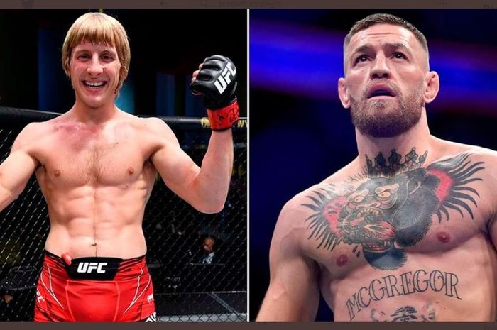 Montase dua petarung kelas ringan UFC, Paddy Pimblett (kiri) dan Conor McGregor  (kanan)