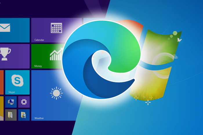 Ilustrasi Microsoft Edge, Windows 8 dan Windows 7
