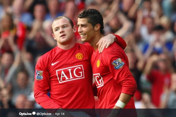 Wayne Rooney dan Cristiano Ronaldo saat masih mengenakan seragam Manchester United.