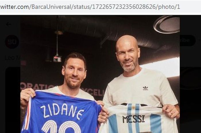 Dua ikon sepak bola dunia, Lionel Messi dan Zinedine Zidane.