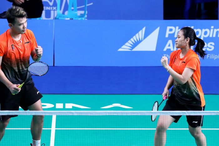 Pasangan ganda campuran Indonesia, Rinov Rivaldy/Pitha Haningtyas Mentari, tampil pada perempat final SEA Games 2019, Sabtu (7/12/2019)