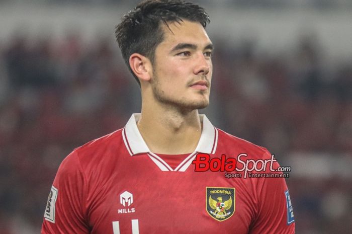 Bek timnas Indonesia, Elkan Baggott, saat hadir di Stadion Utama Gelora Bung Karno, Senayan, Jakarta, Kamis (12/10/2023).