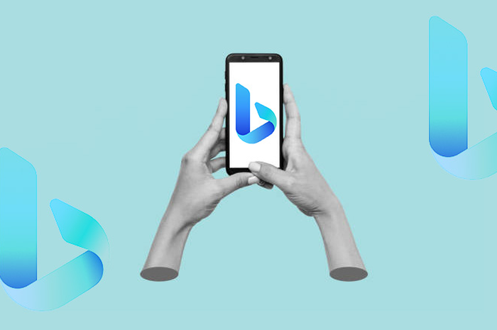 Ilustrasi chatbot Bing milik Microsoft di perangkat mobile. 