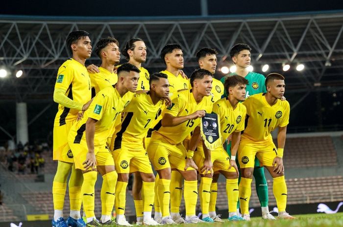 Skuad Timnas Malaysia saat menjalani pertandingan persahabatan melawan Tanjung Verde.
