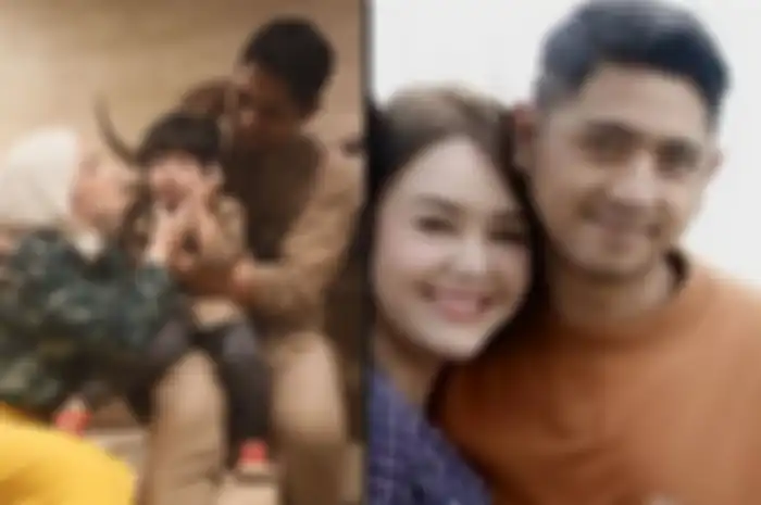 Kolase foto keluarga Arya Saloka dan Arya - Amanda Manopo.