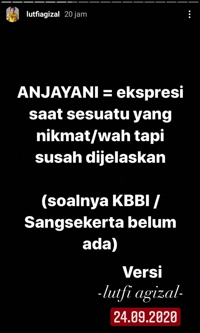 Penjelasan Lutfi soal kata Anjayani
