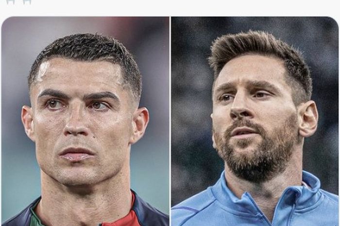 Pemain timnas Portugal (kiri) dan pemain timnas Argentina, Lionel Messi (kanan)