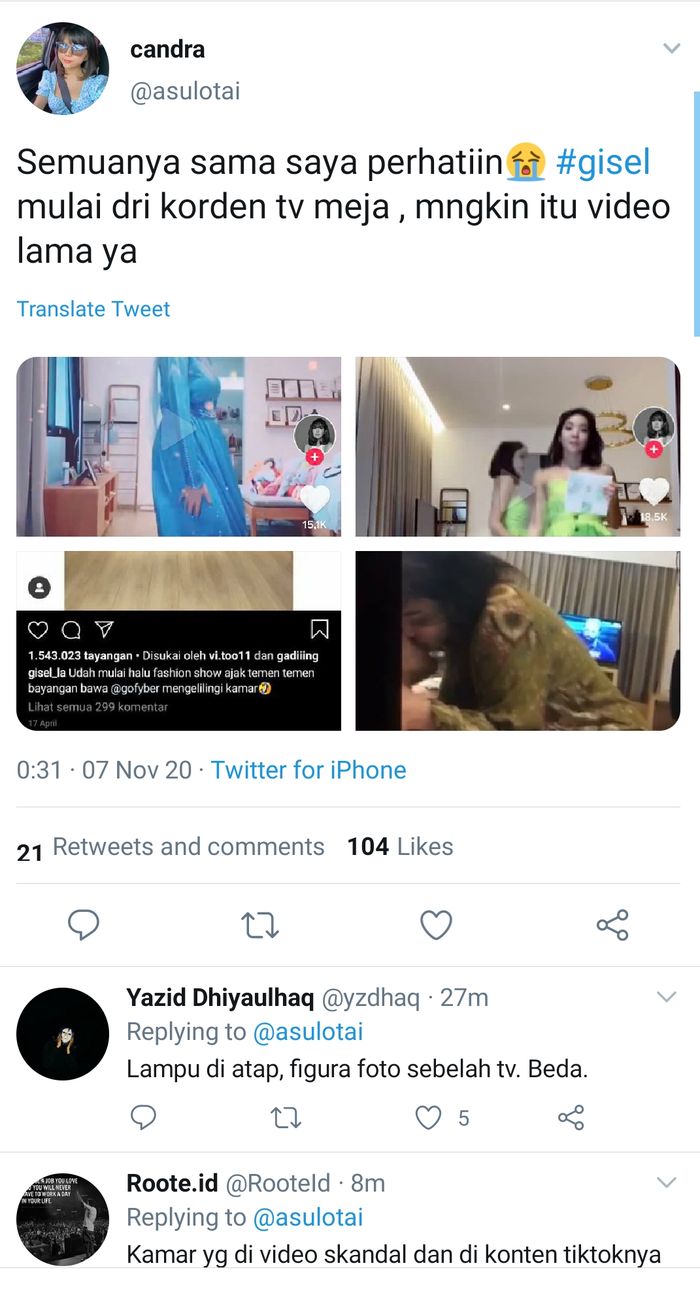 Netizen bandingkan kamar Gisella Anastasia dengan video yang beredar.