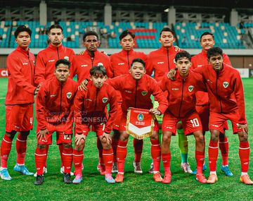 Skuad timnas U-20 Indonesia saat pertandingan melawan timnas U-20 Iran, Kamis (13/2/2025).