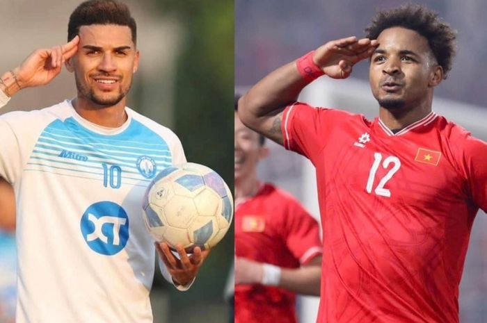 Gelandang asal Brasil Hendrio (kiri) ingin menyusul Rafaelson (kanan), pahlawan super Timnas Vietnam.