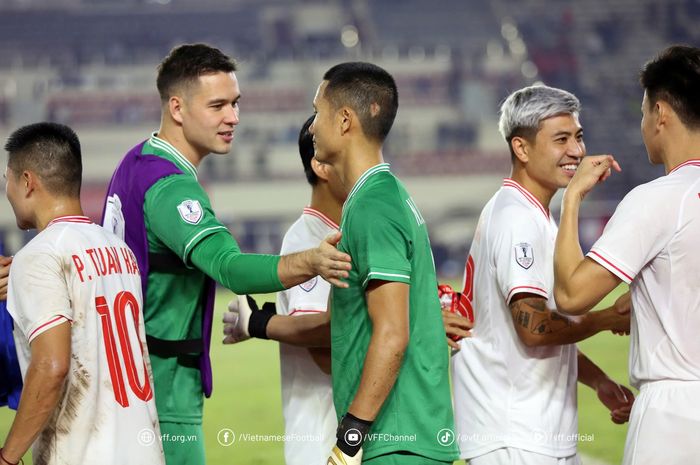 Kiper Timnas Vietnam Filip Nguyen hanya menjadi penghangat bangku cadangan saat melawan Laos di laga pertama ASEAN Cup 2024.