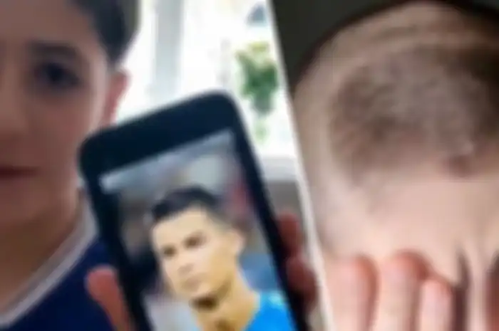 Bocah yang dikerjai oleh ayahnya ketika meminta potongan mirip Cristiano Ronaldo.