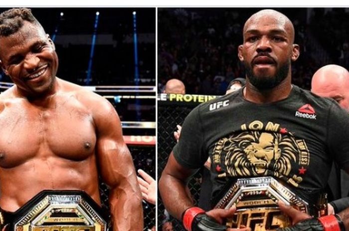 Jon Jones (kanan) komentari hasil laga Francis Ngannou (kiri)