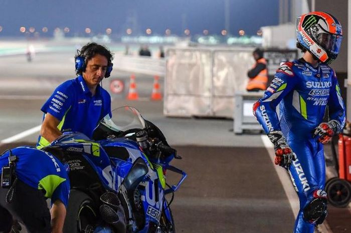 Alex Rins, saat tes pramusim MotoGP 2019 di Sirkuit Losail, Qatar (24/2/2019)