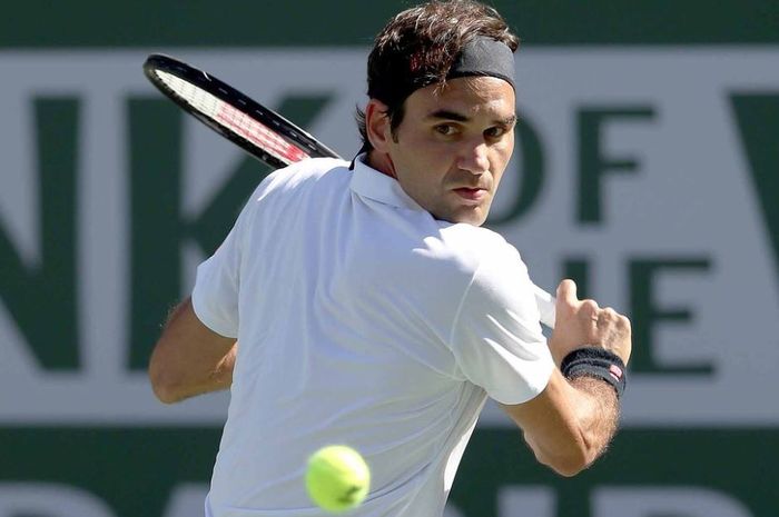 Roger Federer saat mengahadapi Hubert Hurkacz di babak perempat final Indian Wells 2019 (15/3/2019)