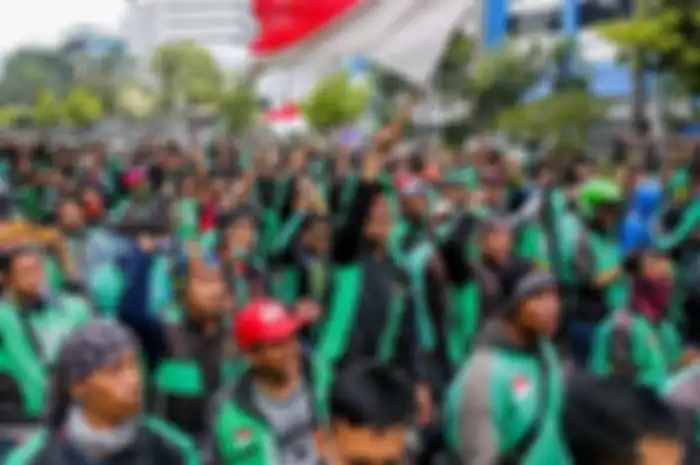 Aksi demo yang dilakukan para driver ojek online