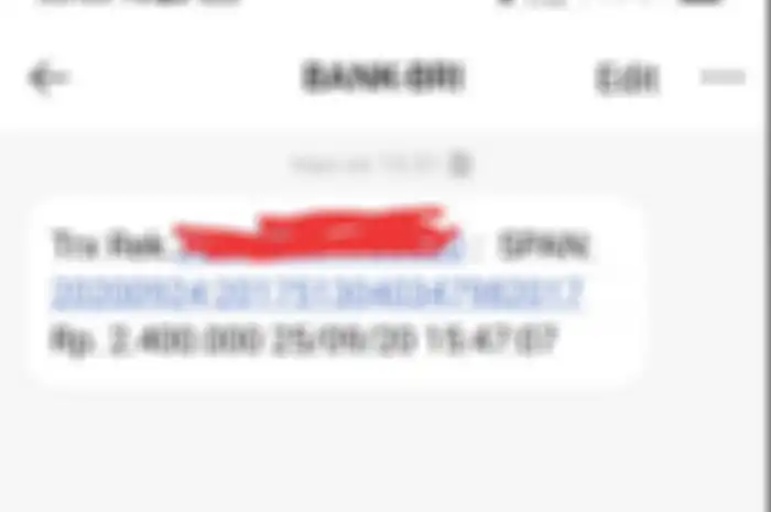 SMS dari Bank BRI bantuan Rp 2,4 juta masuk. Cara Mencairkan Bantuan Pemerintah Rp 2,4 Juta di BRI, Perlu Bawa Ini