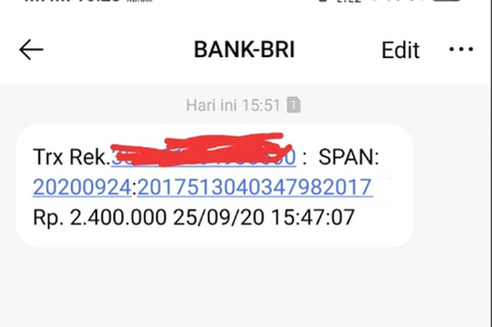 SMS dari Bank BRI bantuan Rp 2,4 juta masuk. Cara Mencairkan Bantuan Pemerintah Rp 2,4 Juta di BRI, Perlu Bawa Ini