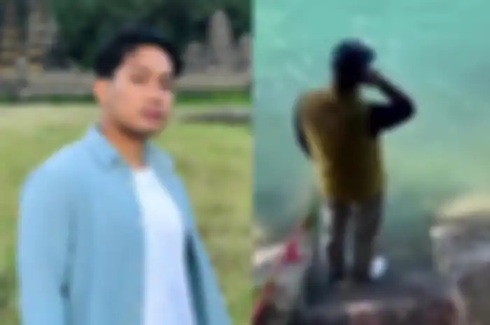 Kolase foto Emmeril Kahn dan Ridwan Kamil saat lantunkan adzan di pinggir Sungai Aare.
