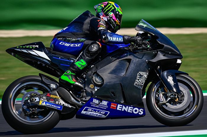 Pembalap Monster Energy Yamaha, Franco Morbidelli pada sesi latihan bebas di Sirkuit Misano, Italia, Selasa (6/9/2022)