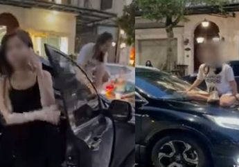 Ngamuk Lihat Suami Tercinta Ngajak Jalan Selingkuhan, Istri Ini Bikin Geger Nekat Stop Paksa Naik Kap Mobil, Netizen Auto Soroti Tingkah sang Lelaki!