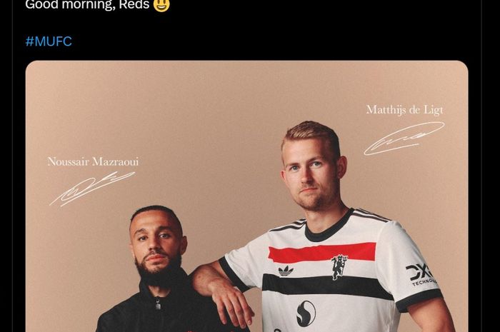 Dua pemain anyar Manchester United, Noussair Mazraoui dan Matthijs de Ligt.