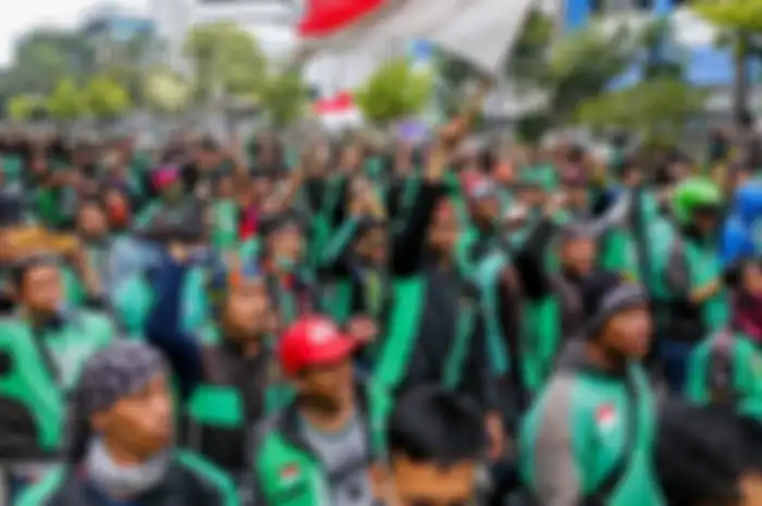 Ilustrasi demo ojek online.