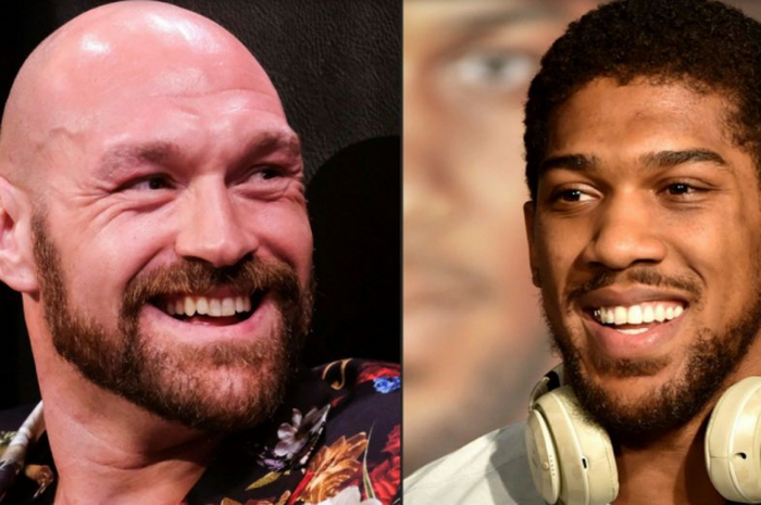 Montase dua petinju kelas berat, Tyson Fury (kiri) dan Anthony Joshua (kanan)