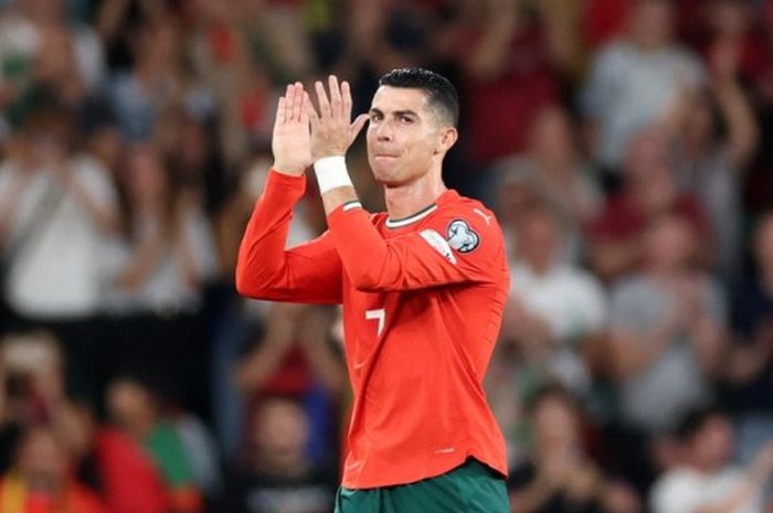 Cristiano Ronaldo beraksi melawan Hungaria pada lanjutan Kualifikasi Piala Dunia 2026.